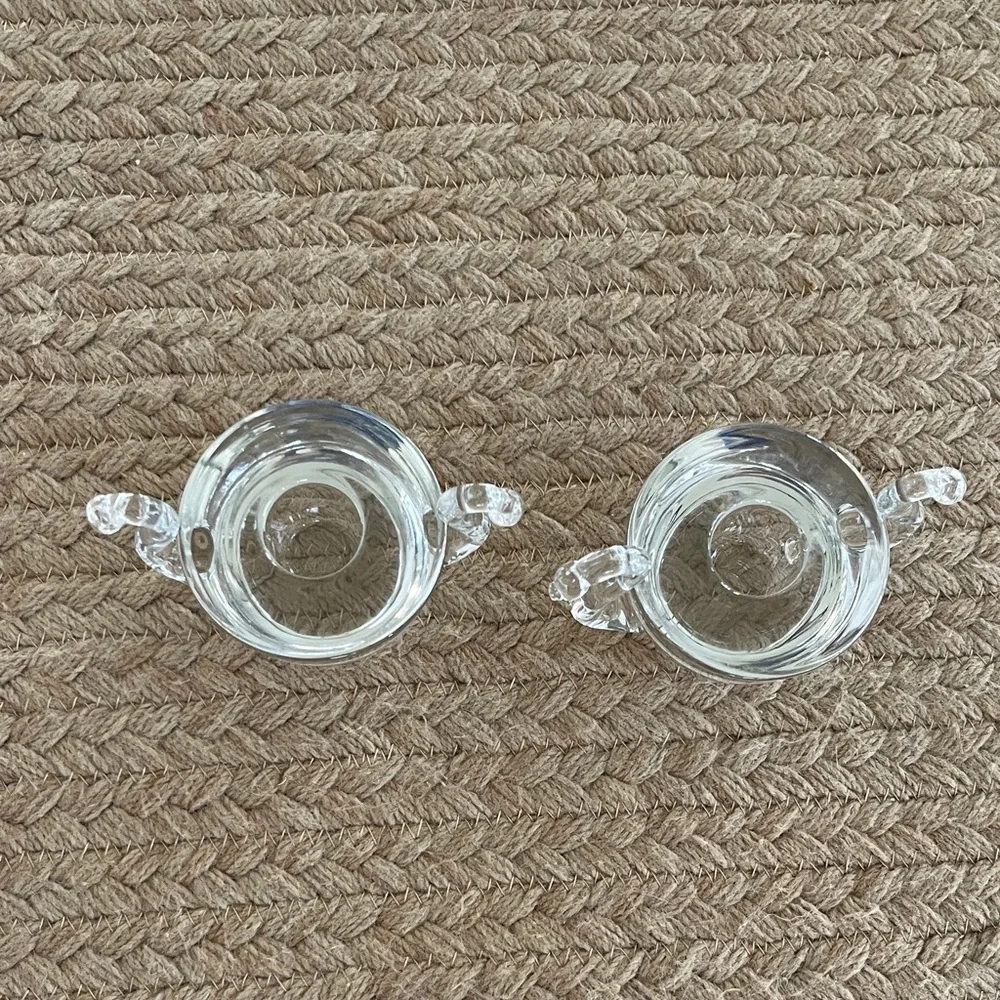 Pair of Clear Glass Vintage Swan Candle Holders - Perfect for Valentine's Day